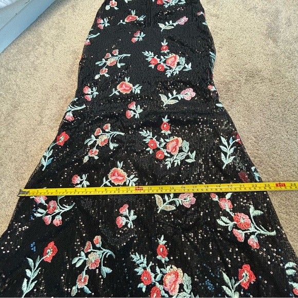 Alyce Paris Black Sequin floral flower embroidered maxi skirt evening formal 0 - Picture 10 of 13